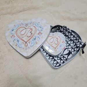 Brighton bundle of 2 tins & 1 jewelry dust bag, monogram B heart, 7" & 3.5"